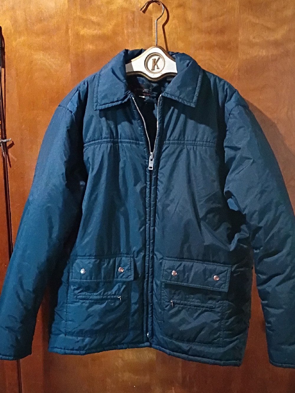XLT The King Size Co. Men's Blue Puffer Jacket with Collar